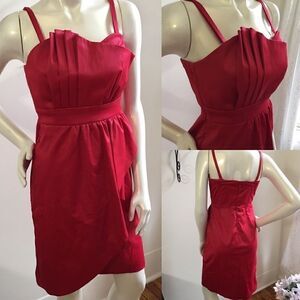 Metro style red satin sheen stretch party 🎉 dress